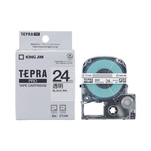 テプラ　ＰＲＯテープ　透明ラベル　２４ｍｍ　黒文字