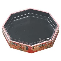 エフピコ 寿司桶 WPS-八角280透明蓋付 御所車黒