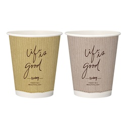 日本デキシー 紙コップ 断熱カップ 9oz クラフトテイスト (2デザインアソート)