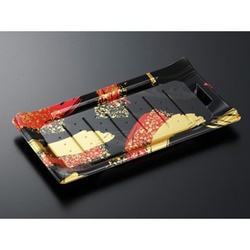 中央化学 寿司容器 HS 波ね皿 27-15 光琳R-BK 本体