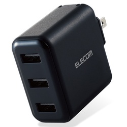 ＡＣ充電器　３．６Ａ　ＵＳＢ　３ポート　ブラック