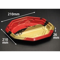 リスパック どんぶり容器 バイオ のぞみ 八角210B 本体 2S K-あじわい赤J10