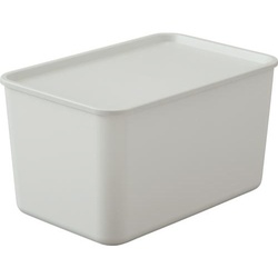 【廃番商品】積み重ねられるふた付き収納ボックス　Ｌグレー