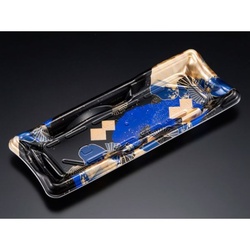 リスパック 寿司容器 しきさい 1-5B 箔おうぎ青 本体