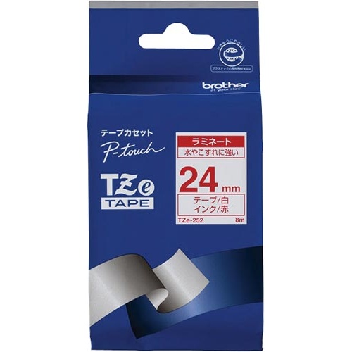 ピータッチＴＺｅテープ　白　赤文字　２４ｍｍ幅