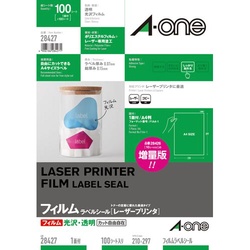 フィルムラベル　透明光沢　ＬＢＰノーカット１００枚