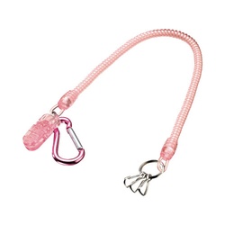 キーチェーン芯入りコイル　クリップ付き　ピンク