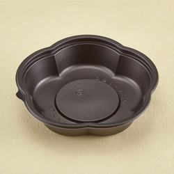 弁当容器 フラワー 140(本体)黒 青葉紙業