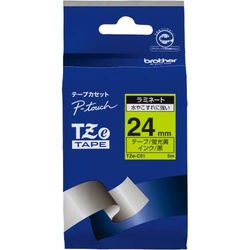 ピータッチＴＺｅテープ蛍光黄　黒文字　２４ｍｍ幅