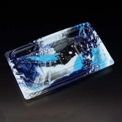 リスパック 刺身容器 バイオ 流派 平20-12B 海洋青 本体