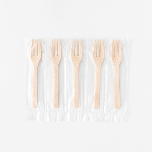 使い捨てフォーク 木製フォーク100 透明5連袋 アサヒグリーン