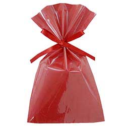 【廃番商品】ソフトバッグクリア 2穴リボン巾着 S4 ローズレッド