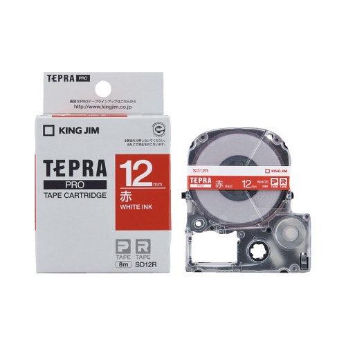 テプラ　ＰＲＯテープ　ビビッド赤ラベル１２ｍｍ白字