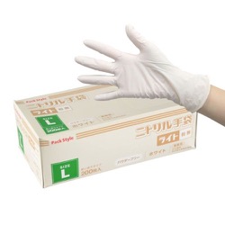 パックスタイル ニトリル手袋ライト粉無 L 白