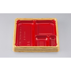 【廃番商品】シーピー化成 弁当容器 BFハカマ集膳6-1 杉板赤 本体(N)