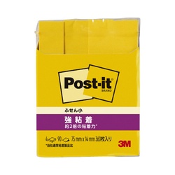 ポストイット　強粘着７５×１４　ネオン　黄４冊