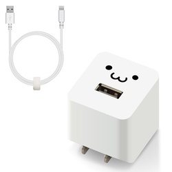 ライトニングＡＣ充電器　高耐久ケーブル１．０ｍ　顔
