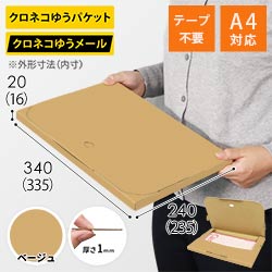 【ベージュ色】厚さ2cm・テープレスケース（A4サイズ・クロネコゆうメール最大・ゆうパケット）