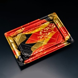 リスパック 寿司容器 バイオPS 美枠寿司 2-4B せんれい赤 本体