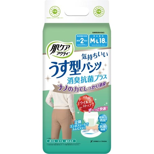 肌ケアアクティ　うす型パンツ　Ｍ−Ｌ１８枚×４