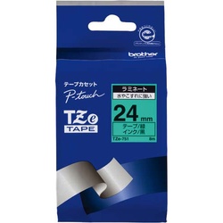 ピータッチ　ラミネート緑色テープ２４ｍｍ　黒文字
