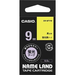 ネームランド　蛍光黄色テープ　９ｍｍ　黒文字
