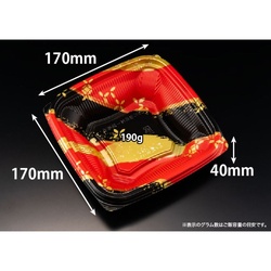 リスパック どんぶり容器 バイオ のぞみ 角170-40B 本体 K-めいか赤