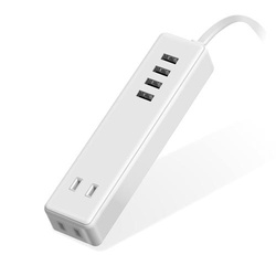電源タップ　ＡＣ×２　ＵＳＢＡ×４　ホワイト
