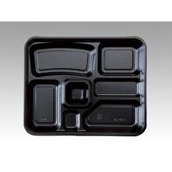 中央化学 仕出し弁当容器 HS 仕切-28 黒-花小舞 共付 蓋セット