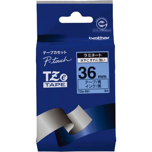 ピータッチ　ラミネート青色テープ３６ｍｍ　黒文字