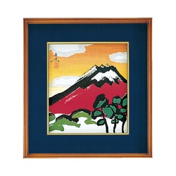 色紙額縁　木製　色紙　植毛タイプ　青