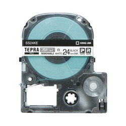 テプラＰＲＯテープ　はがせる　白ラベル黒字２４ｍｍ