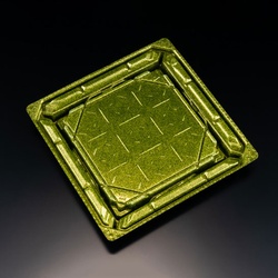 リスパック 寿司容器 バイオPS 美枠寿司 3-3B ステラグリーン 本体