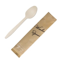 カトラリー 木製スプーン165 紙個包装クラフト 旭創業