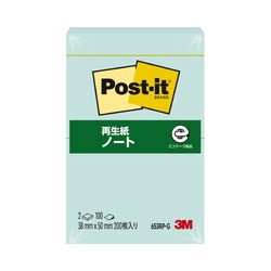 ポストイット　再生紙ノート３８×５０　グリーン２冊