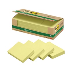 ポストイット　再生紙ノート　７５×５０　黄１２冊