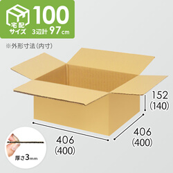 【宅配100サイズ】ダンボール箱（400×400×140mm）3mm B/F C5×C5