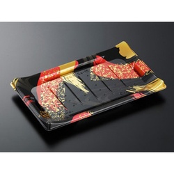 中央化学 寿司容器 HS 波ね皿 24-15 光琳R-BK 本体