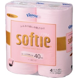 クリネックスソフティピンク　ダブル４０ｍ　４個