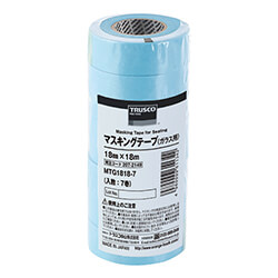 【廃番商品】マスキングテープ18mm×18m　青　【ＴＲＵＳＣＯ マスキングテープ（ガラス用） １８ｍｍＸ１８ｍ ７巻入】