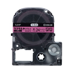 テプラ　ＰＲＯテープ　マグネット桃色２４ｍｍ黒文字