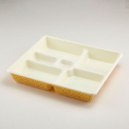 弁当容器 会席膳 中(本体)こがね 青葉紙業