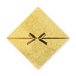 【廃番商品】ギフトシール スクエア リボン金 ３２片