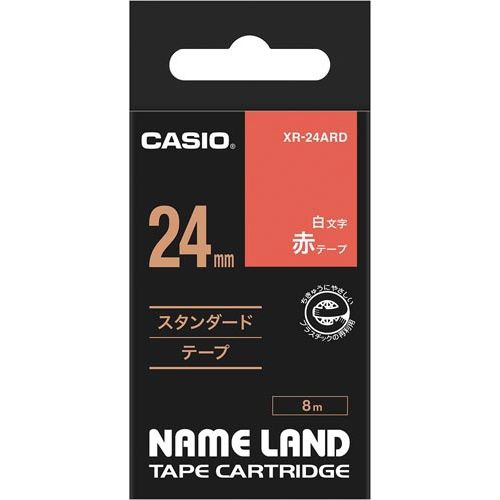 ネームランド　赤色テープ　２４ｍｍ　白文字