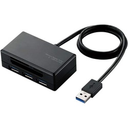 カードリーダー　ＵＳＢ３．０　ハブ付き　ブラック