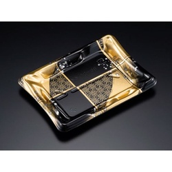 リスパック 寿司容器 しきさい 2-3B 箔格子金 本体