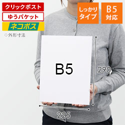 【ネコポス・クリックポスト】厚紙封筒（B5サイズ、開封ジッパー付き）