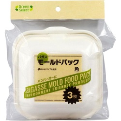 弁当容器 Green Select バガスモールドパック 角 3枚 大和物産