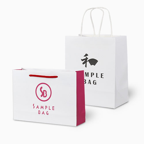 オリジナル印刷紙袋(1色印刷・晒クラフト紙・マットOPニス・幅250×マチ90×高さ180mm・アクリル丸紐(白)・通常納期)