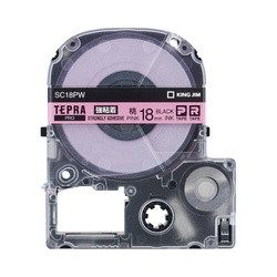 テプラ　ＰＲＯテープ　強粘着桃ラベル１８ｍｍ黒文字